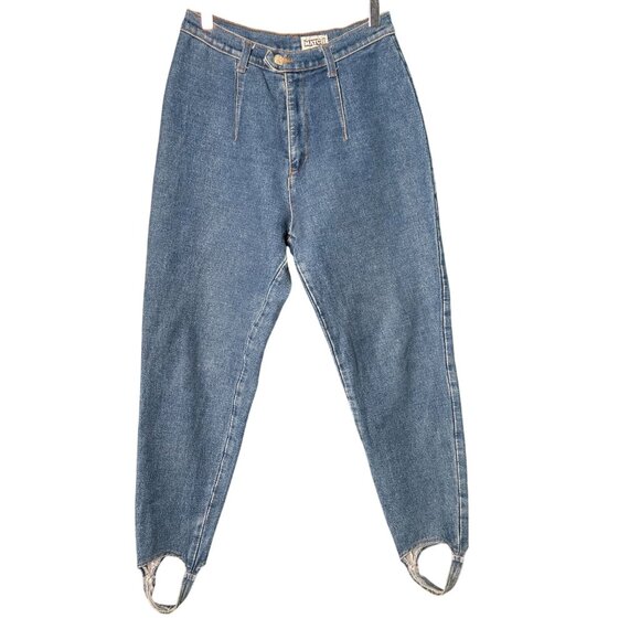 Vintage Match High-Waisted Stirrup Denim Jeans Size 26 Womens Blue - Picture 1 of 8